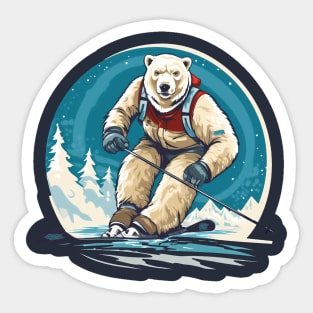 polar bear skiing Sticker